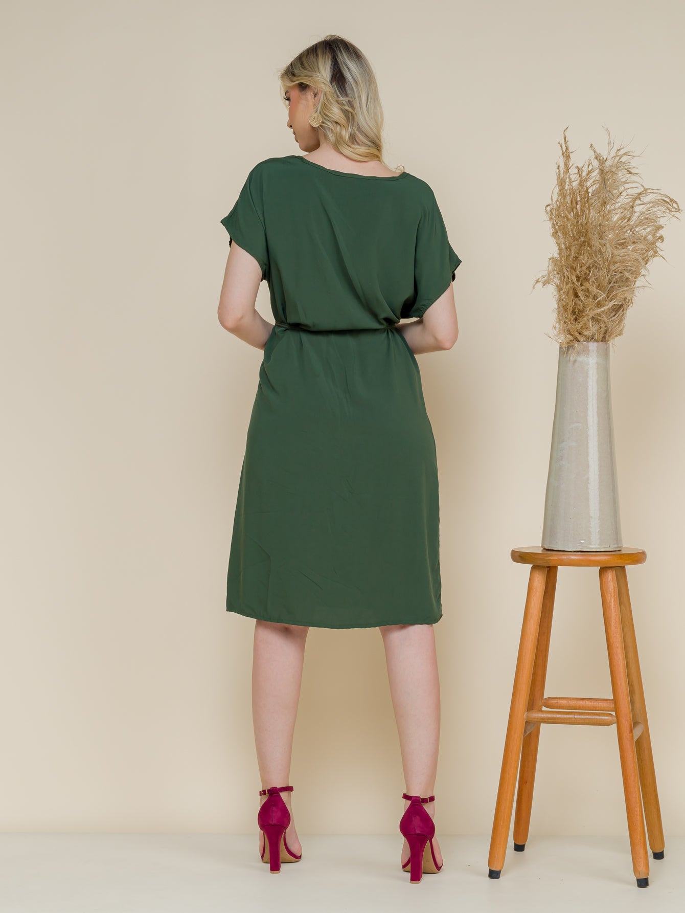 Vestido em Viscose - Verde Militar