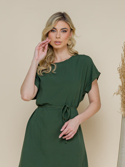 Vestido em Viscose - Verde Militar